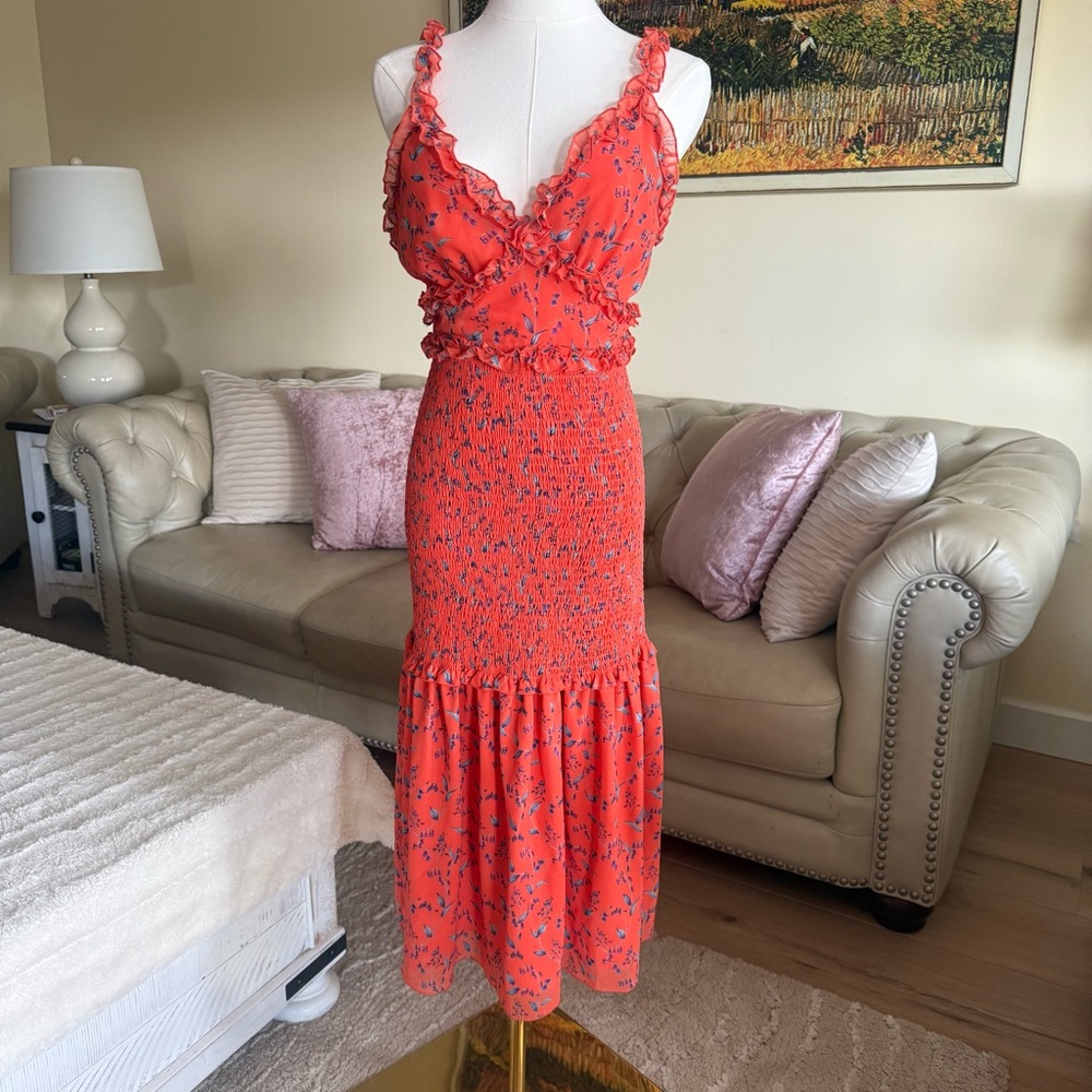 La Maison Talulah Coral Floral Dress